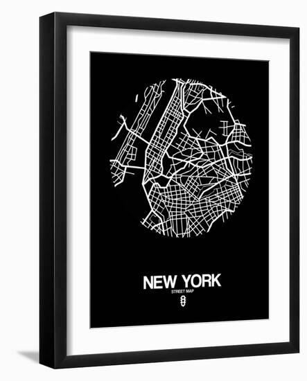 New York Street Map Black-NaxArt-Framed Art Print