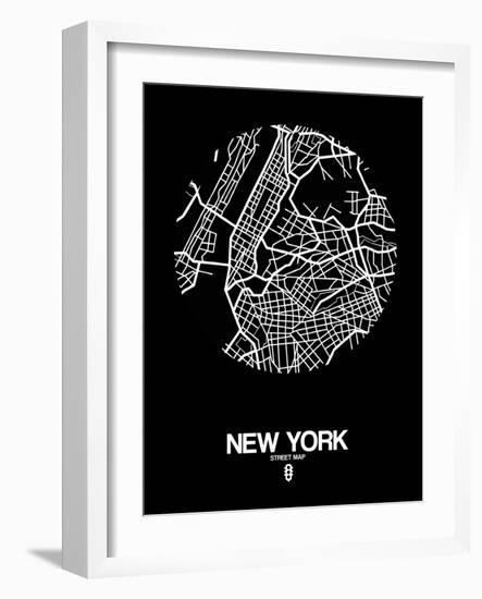 New York Street Map Black-NaxArt-Framed Art Print