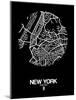 New York Street Map Black-NaxArt-Mounted Art Print