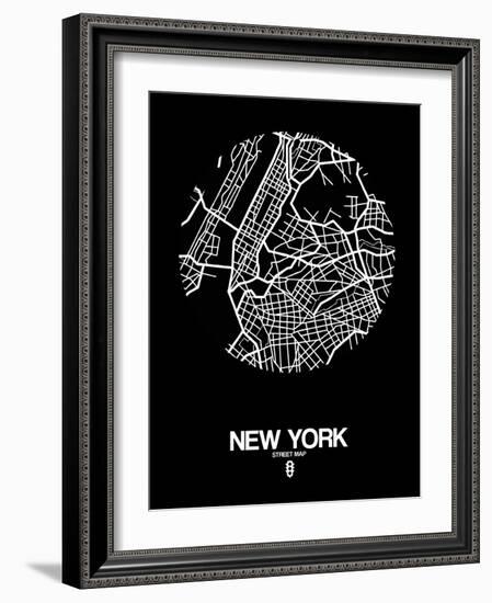 New York Street Map Black-NaxArt-Framed Art Print