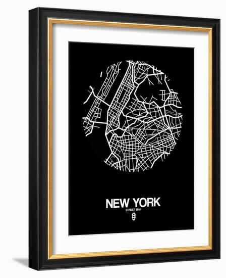 New York Street Map Black-NaxArt-Framed Art Print