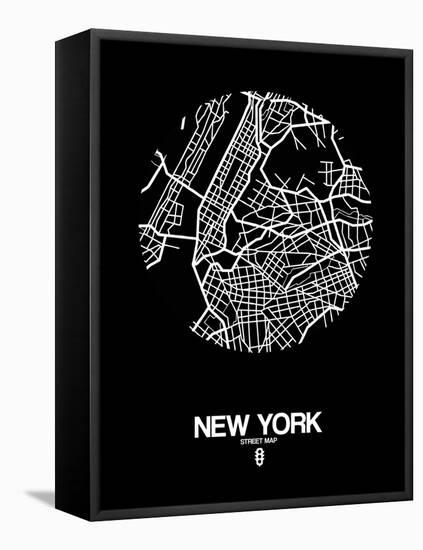 New York Street Map Black-NaxArt-Framed Stretched Canvas