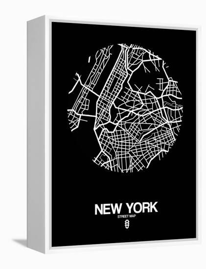 New York Street Map Black-NaxArt-Framed Stretched Canvas