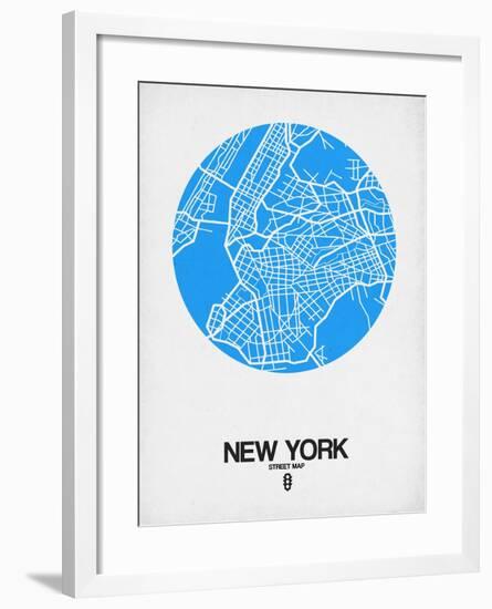 New York Street Map Blue-NaxArt-Framed Art Print