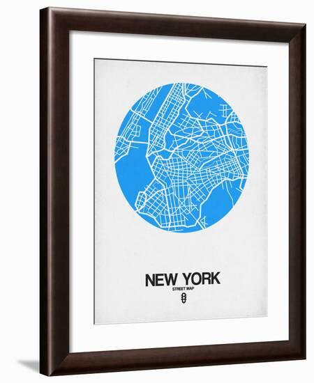 New York Street Map Blue-NaxArt-Framed Art Print