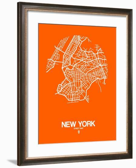 New York Street Map Orange-NaxArt-Framed Art Print