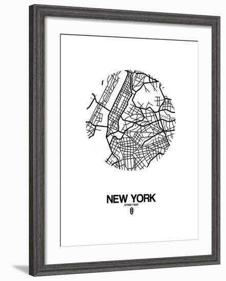 New York Street Map White-NaxArt-Framed Art Print