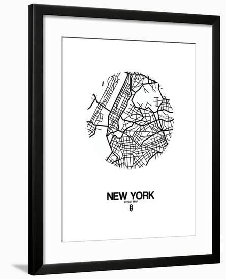 New York Street Map White-NaxArt-Framed Art Print