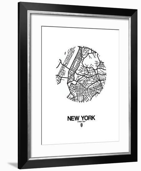 New York Street Map White-NaxArt-Framed Art Print