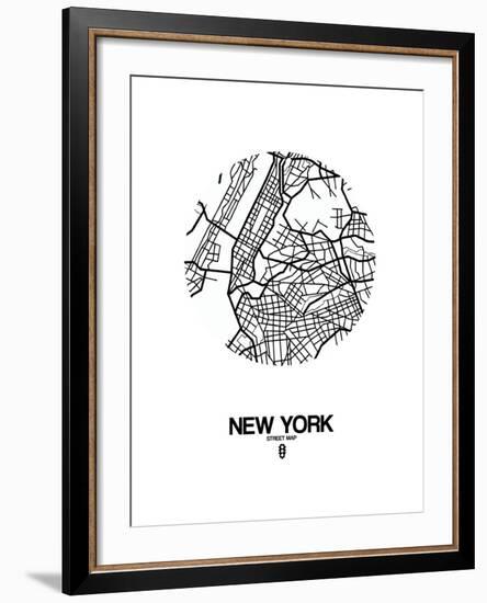 New York Street Map White-NaxArt-Framed Art Print