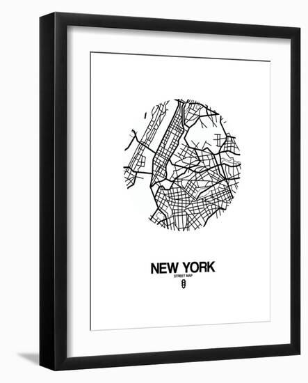 New York Street Map White-NaxArt-Framed Art Print