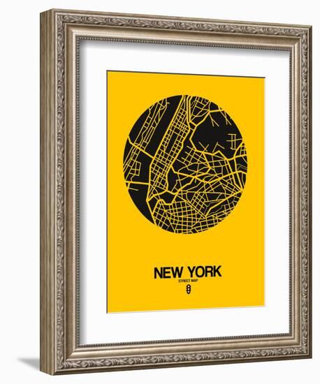 New York Street Map Yellow-null-Framed Art Print