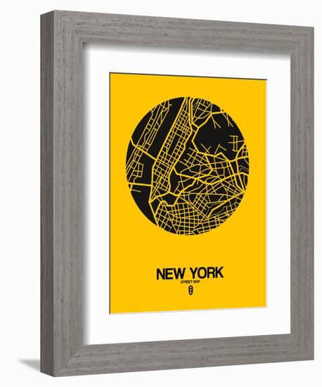 New York Street Map Yellow-null-Framed Art Print