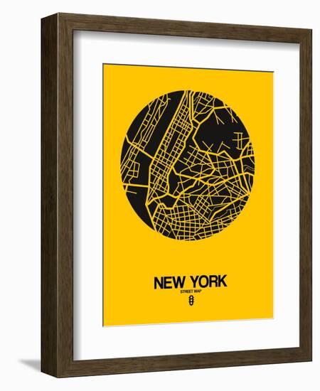 New York Street Map Yellow-null-Framed Art Print