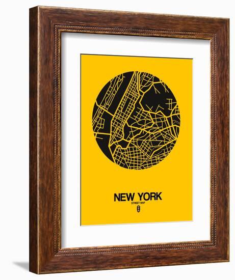 New York Street Map Yellow-null-Framed Art Print