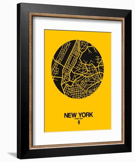 New York Street Map Yellow-null-Framed Art Print