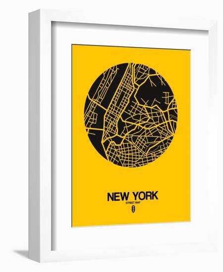 New York Street Map Yellow-null-Framed Art Print