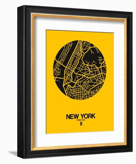 New York Street Map Yellow-null-Framed Art Print