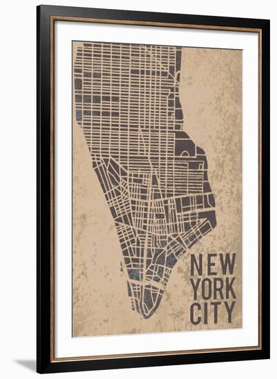 New York Street Map-Tom Frazier-Framed Giclee Print