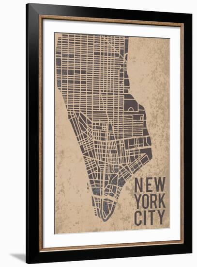 New York Street Map-Tom Frazier-Framed Giclee Print