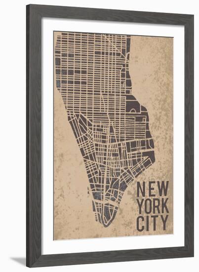 New York Street Map-Tom Frazier-Framed Giclee Print