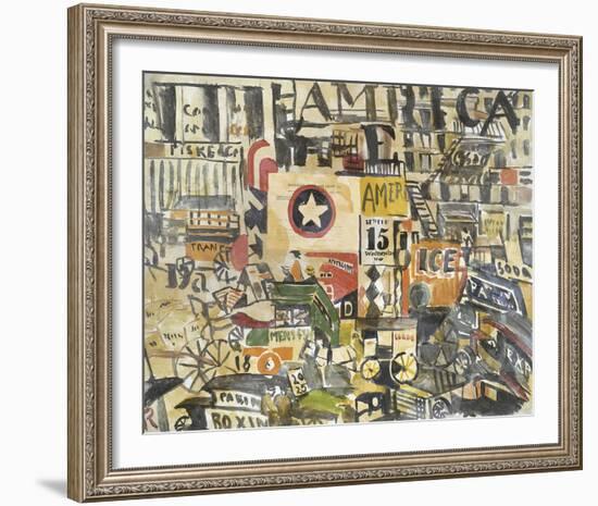 New York Street Scene-Joaquin Torres-Garcia-Framed Giclee Print