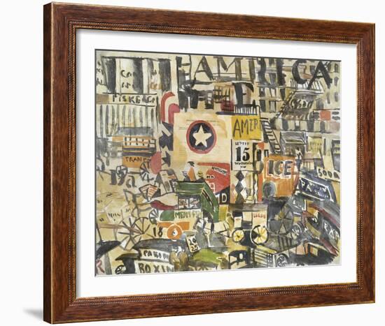 New York Street Scene-Joaquin Torres-Garcia-Framed Giclee Print