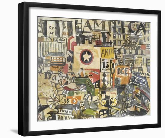 New York Street Scene-Joaquin Torres-Garcia-Framed Giclee Print