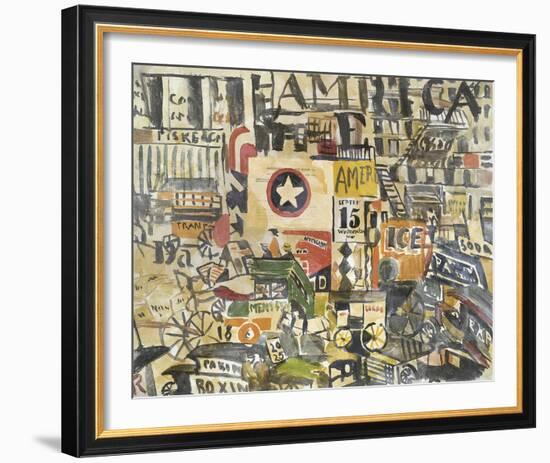 New York Street Scene-Joaquin Torres-Garcia-Framed Giclee Print