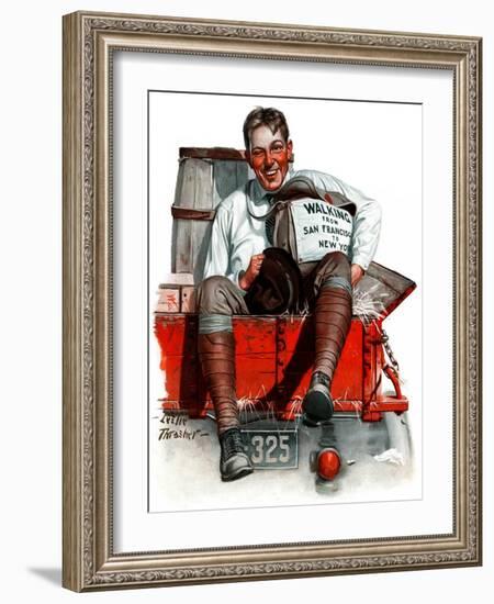 "New York to San Francisco," Saturday Evening Post Cover, August 11, 1923-Leslie Thrasher-Framed Giclee Print