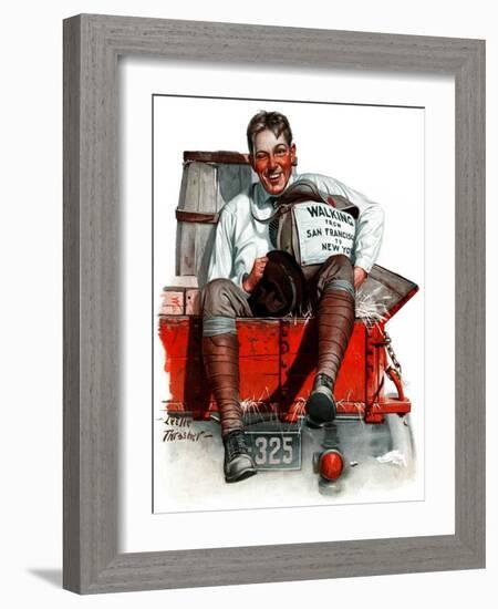 "New York to San Francisco," Saturday Evening Post Cover, August 11, 1923-Leslie Thrasher-Framed Giclee Print
