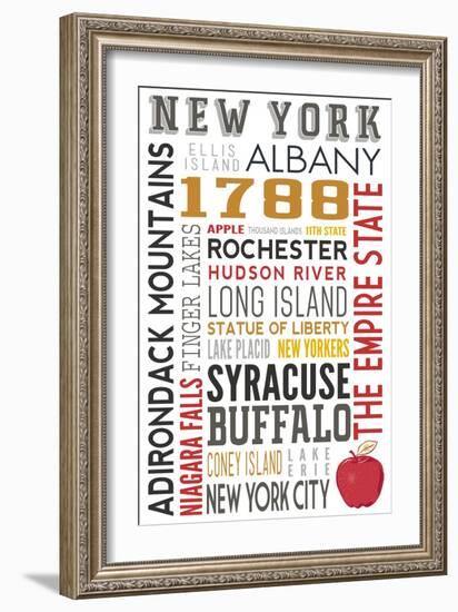 New York - Typography-Lantern Press-Framed Art Print