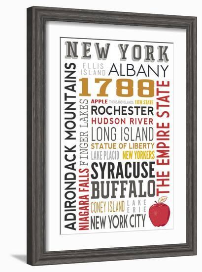 New York - Typography-Lantern Press-Framed Art Print