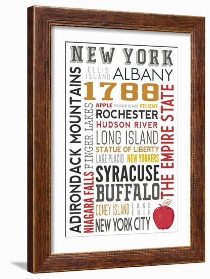 New York - Typography-Lantern Press-Framed Art Print