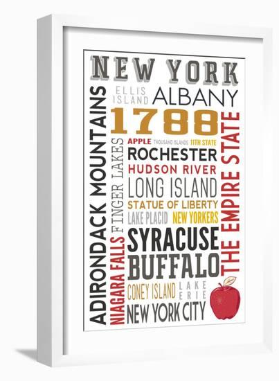 New York - Typography-Lantern Press-Framed Art Print