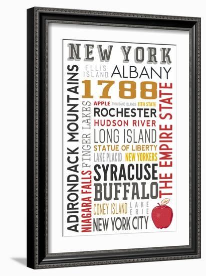 New York - Typography-Lantern Press-Framed Art Print