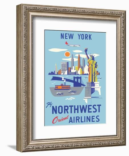 New York, USA, Manhattan, Fly Northwest Orient Airlines-null-Framed Art Print