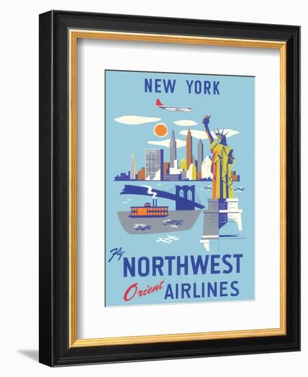 New York, USA, Manhattan, Fly Northwest Orient Airlines-null-Framed Art Print