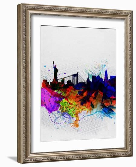 New York Watercolor Skyline 1-NaxArt-Framed Art Print