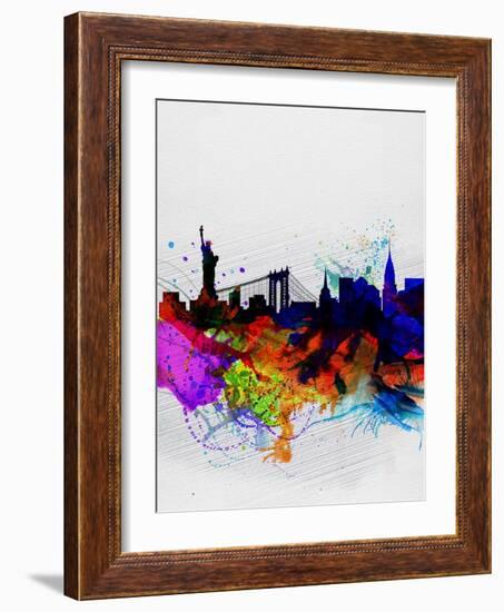 New York Watercolor Skyline 1-NaxArt-Framed Art Print