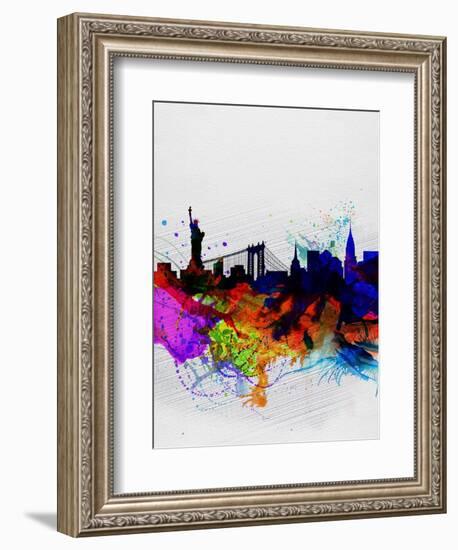 New York Watercolor Skyline 1-NaxArt-Framed Art Print