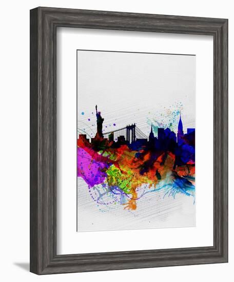 New York Watercolor Skyline 1-NaxArt-Framed Art Print