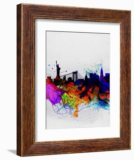 New York Watercolor Skyline 1-NaxArt-Framed Art Print