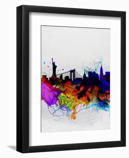 New York Watercolor Skyline 1-NaxArt-Framed Art Print