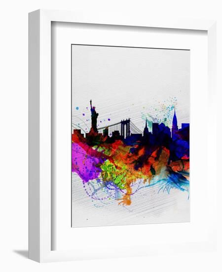 New York Watercolor Skyline 1-NaxArt-Framed Art Print