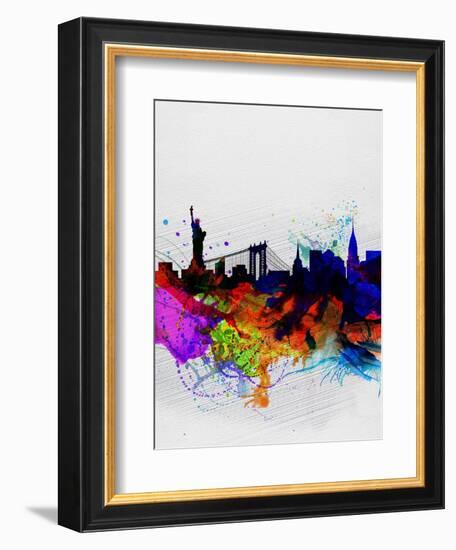 New York Watercolor Skyline 1-NaxArt-Framed Art Print