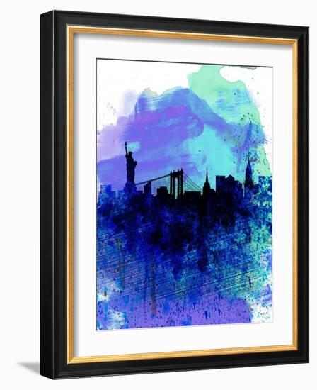 New York Watercolor Skyline 2-NaxArt-Framed Art Print