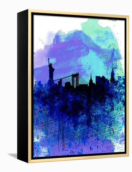 New York Watercolor Skyline 2-NaxArt-Framed Stretched Canvas