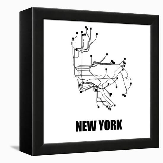 New York White Subway Map-null-Framed Stretched Canvas