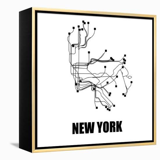 New York White Subway Map-null-Framed Stretched Canvas